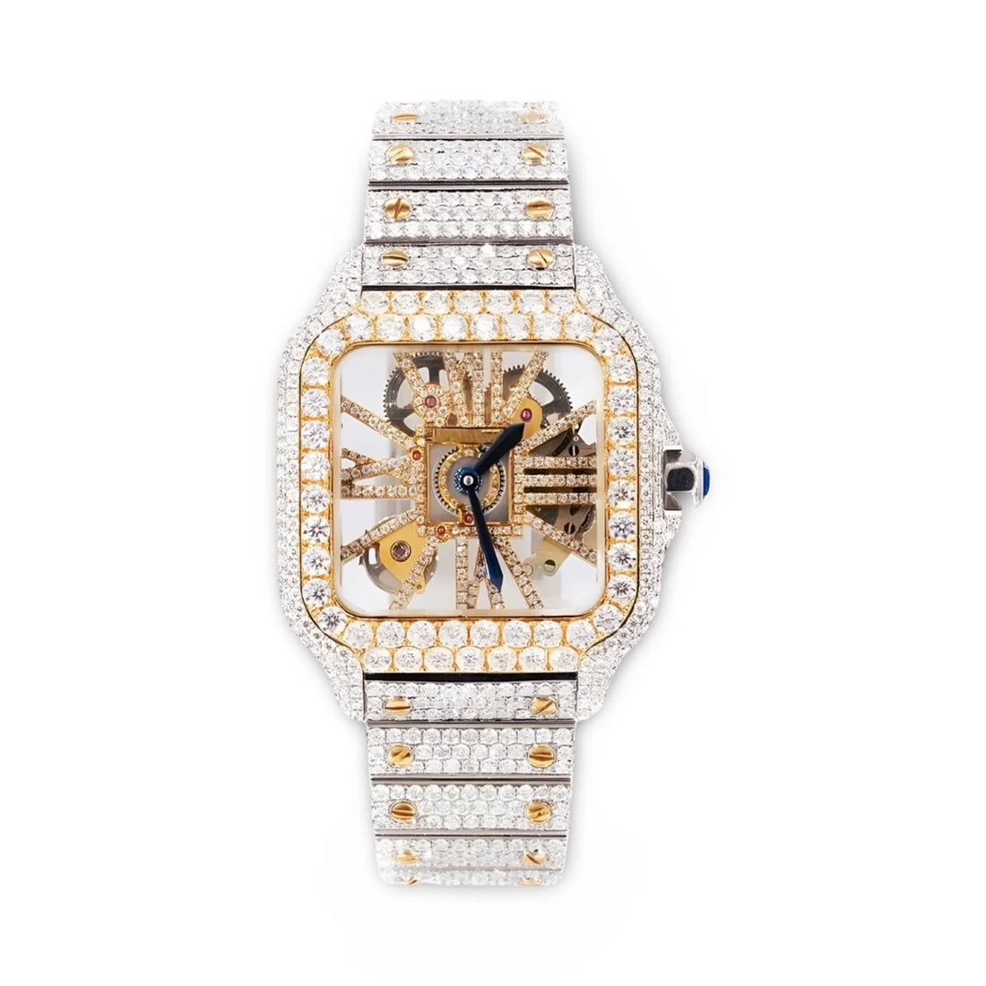 HI Cartier Skeleton Two Tone Moissanite Watch