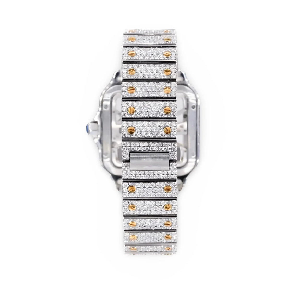 HI Cartier Skeleton Two Tone Moissanite Watch