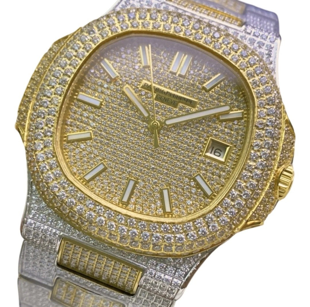 HI PP Two Tone Yellow Gold Moissanite Watch