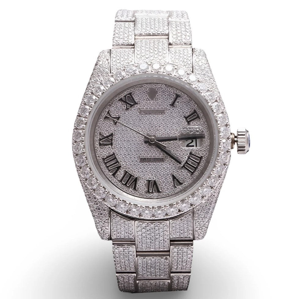 HI Rolex Datejust Roman Numeral dial Moissanite Watch