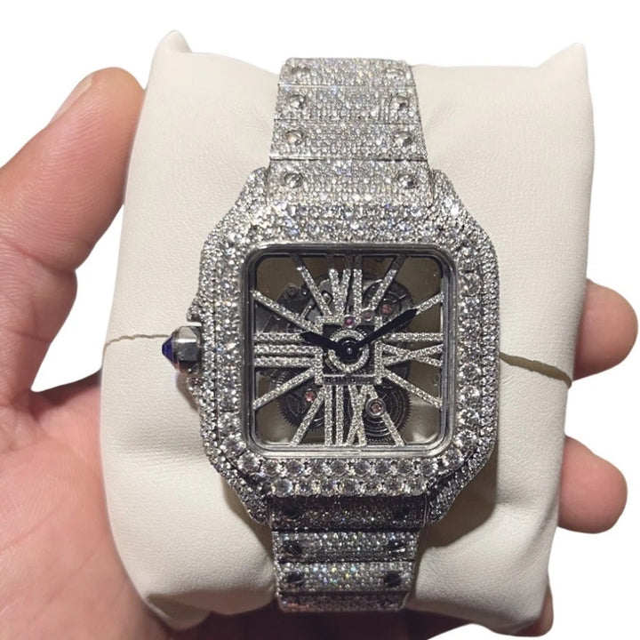 HI Cartier Skeleton Moissanite Watch