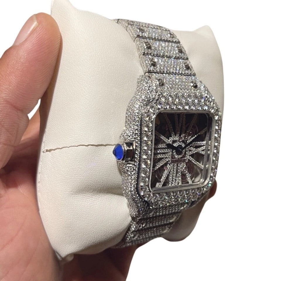 HI Cartier Skeleton Moissanite Watch