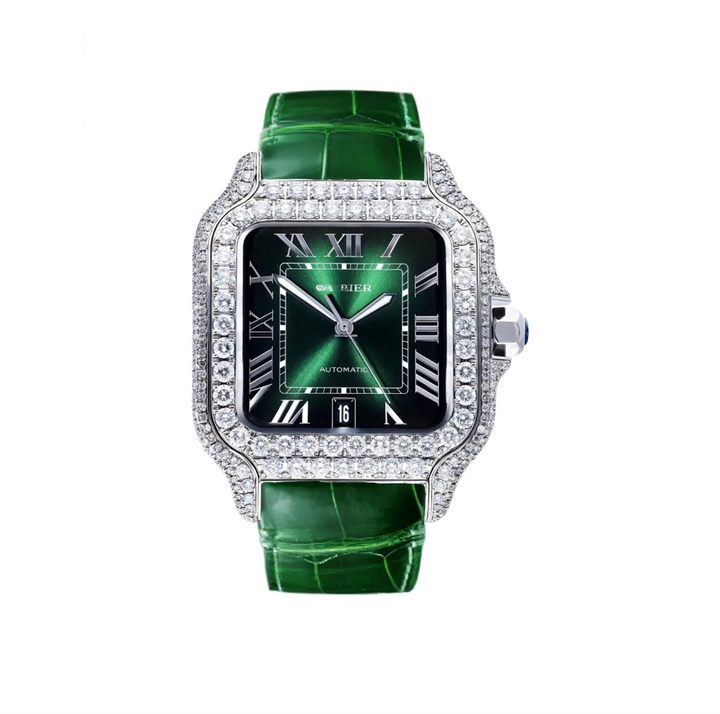 HI Santos Green Dial Moissanite Watch