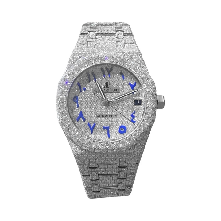 HI Blue Arabic Numeral Moissanite Watch