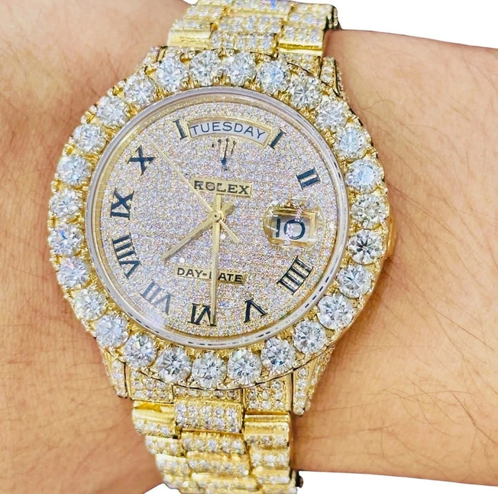 HI Rolex Day-Date President Roman Numeral Moissanite Watch
