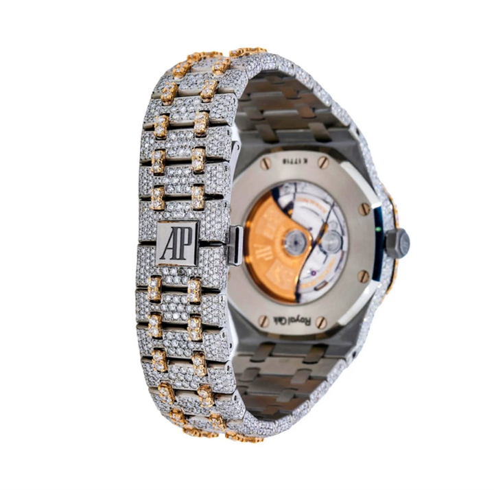 HI Two Tone Yellow Gold Arabic Numeral Moissanite Watch