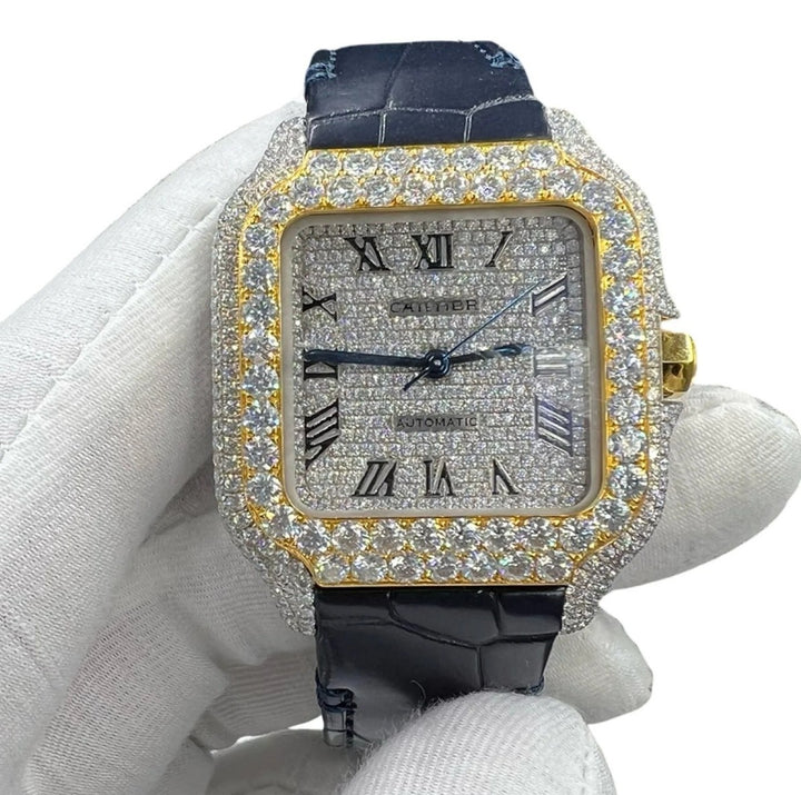HI Cartier Two Tone Yellow Gold Leather Strap