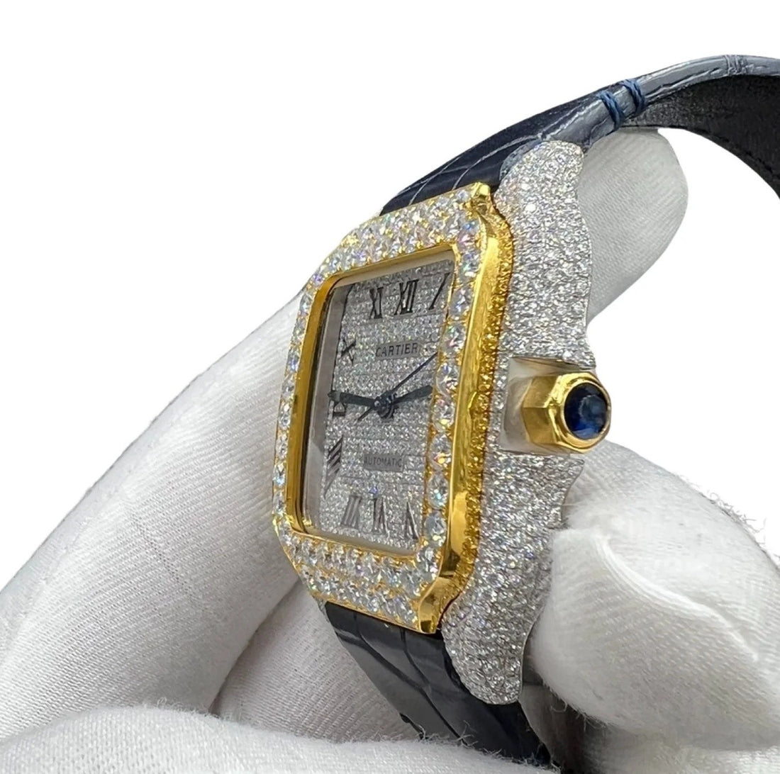 HI Cartier Two Tone Yellow Gold Leather Strap
