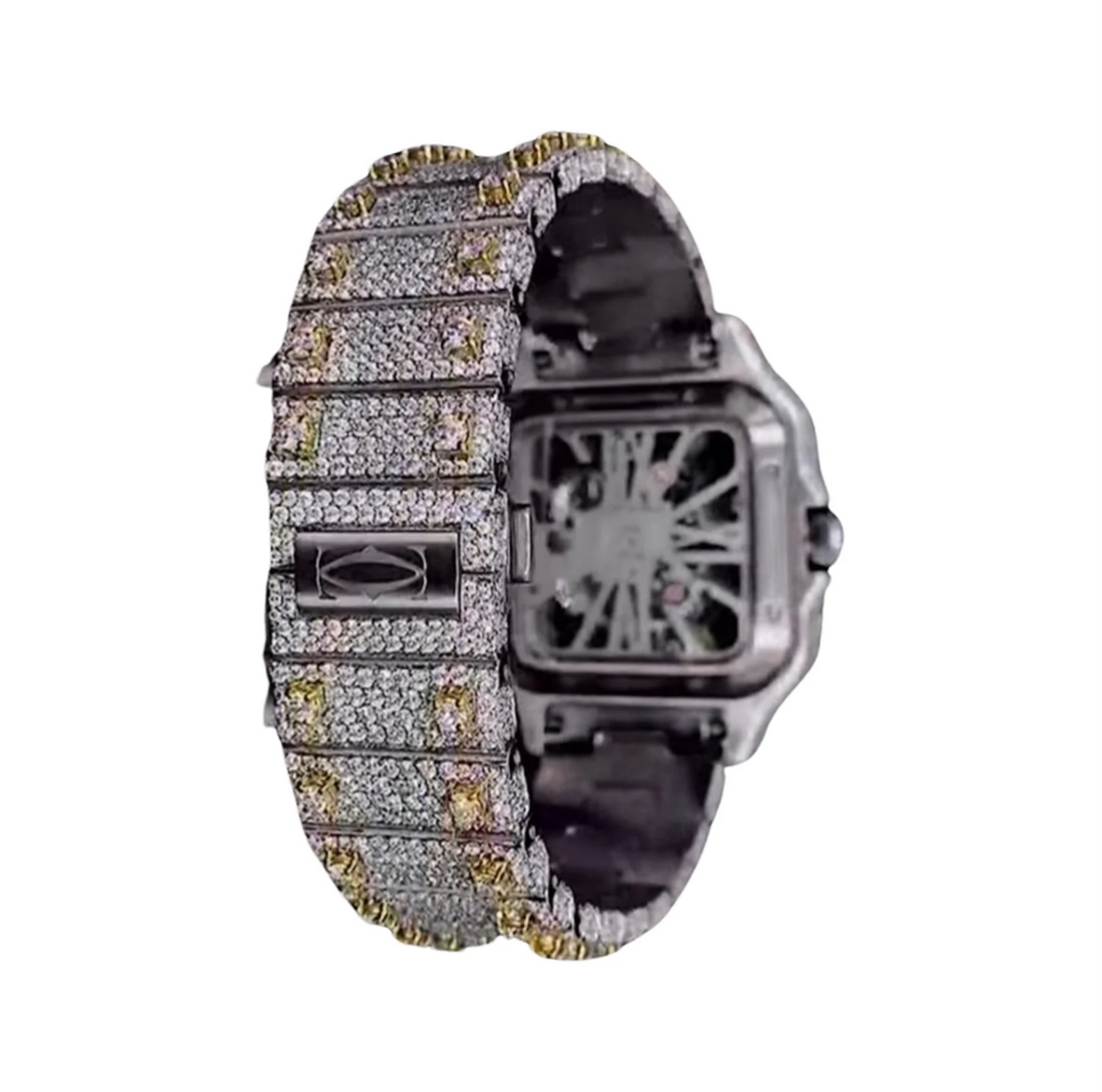 HI Cartier Skeleton Moissanite Watch