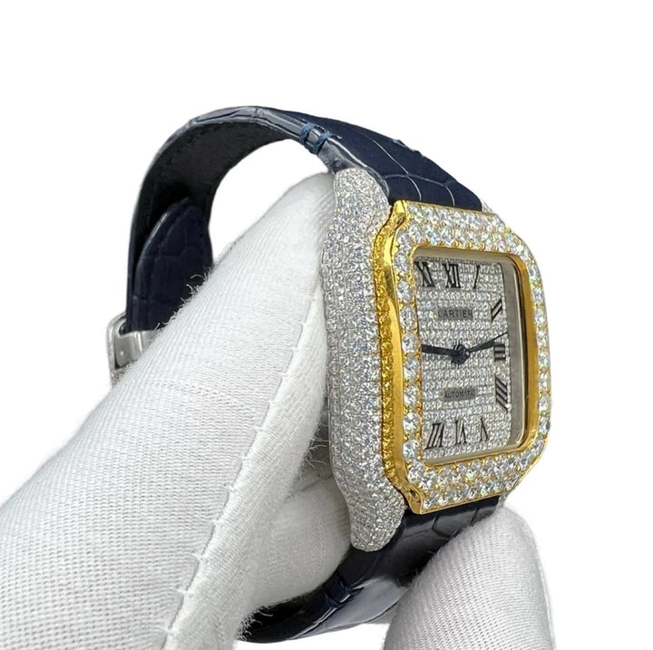 HI Cartier Two Tone Yellow Gold Leather Strap