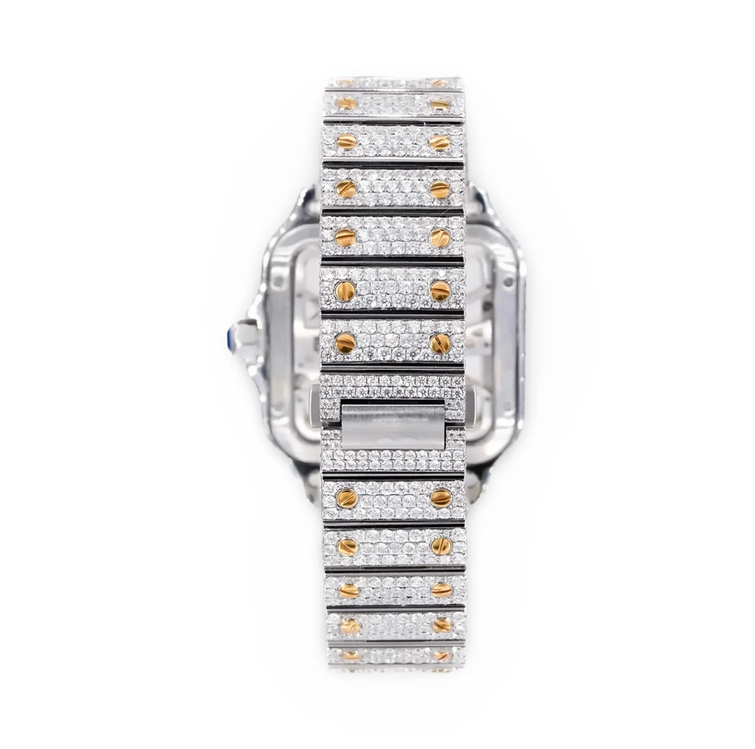 HI Cartier Skeleton Two Tone Yellow Gold Moissanite Watch