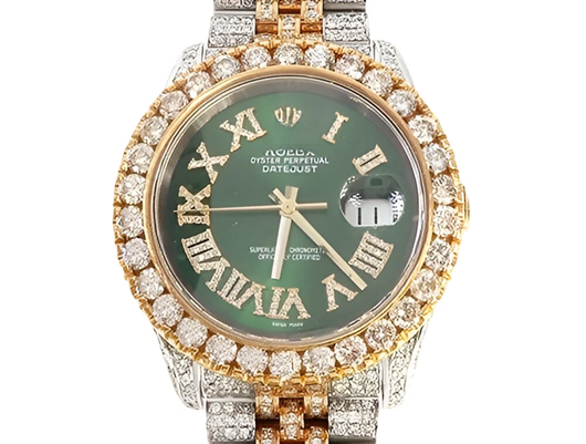 HI Rolex Two Tone Yellow Gold Datejust Moissanite Watch