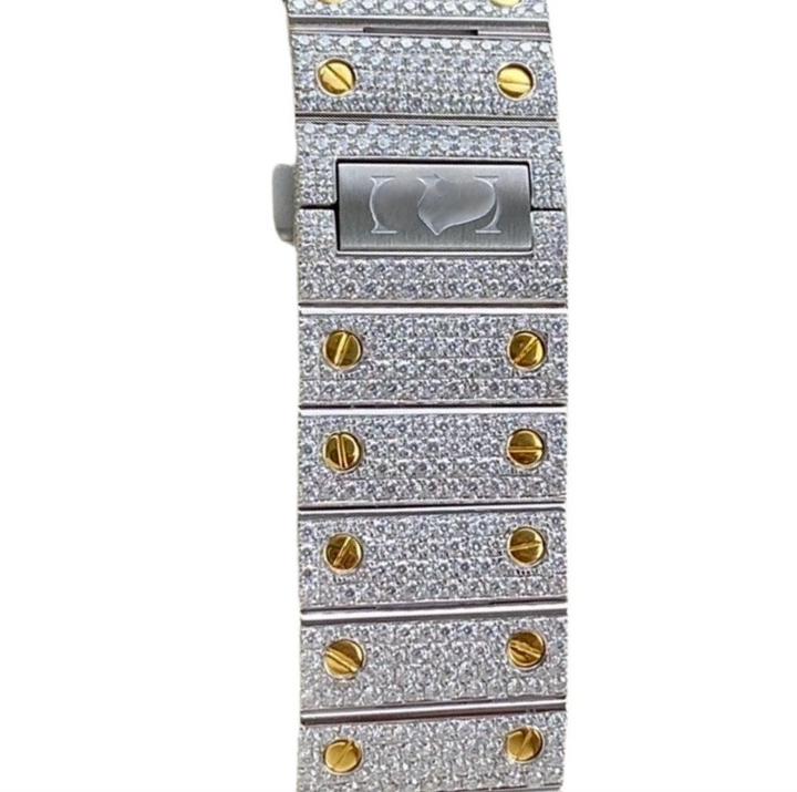 HI Cartier Skeleton Two Tone Yellow Gold Moissanite Watch