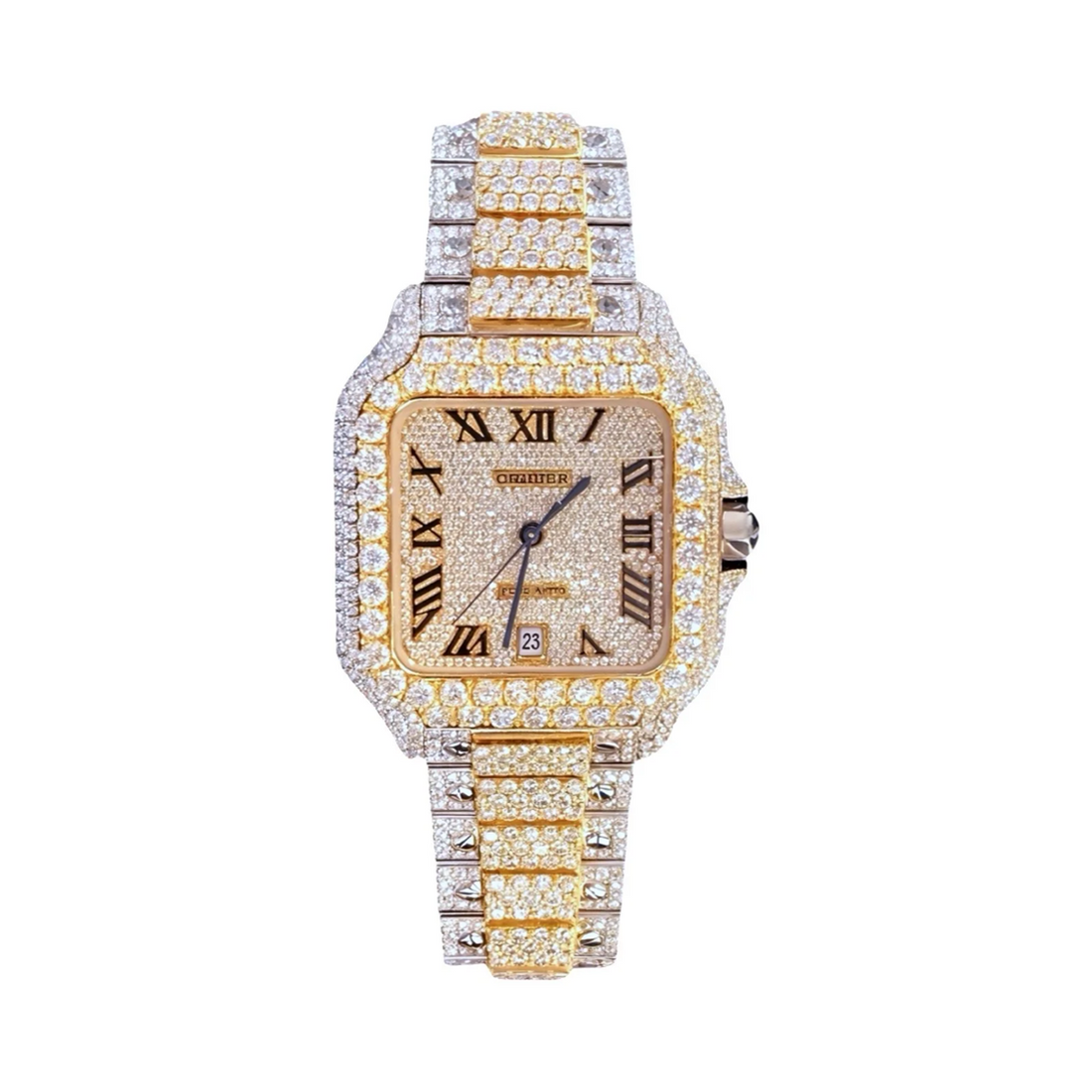 Cartier Two Tone Yellow Gold Moissanite Watch