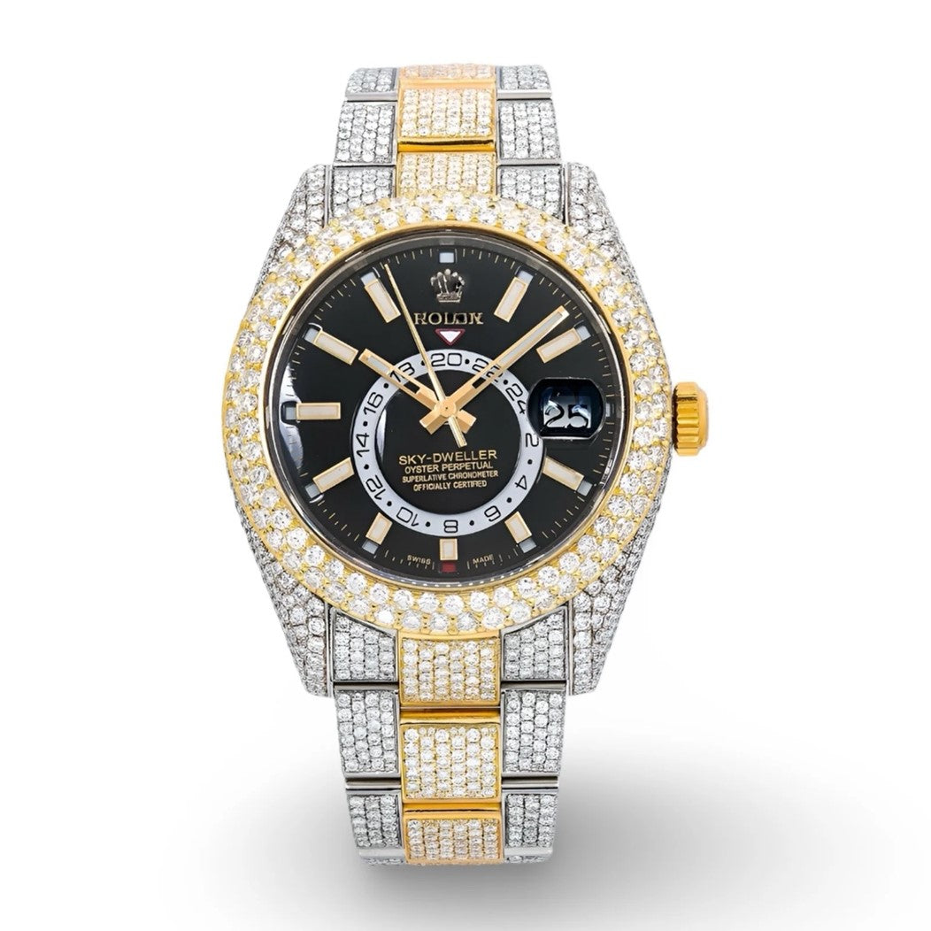 HI Rolex Two Tone Yellow Gold Datejust Moissanite Watch