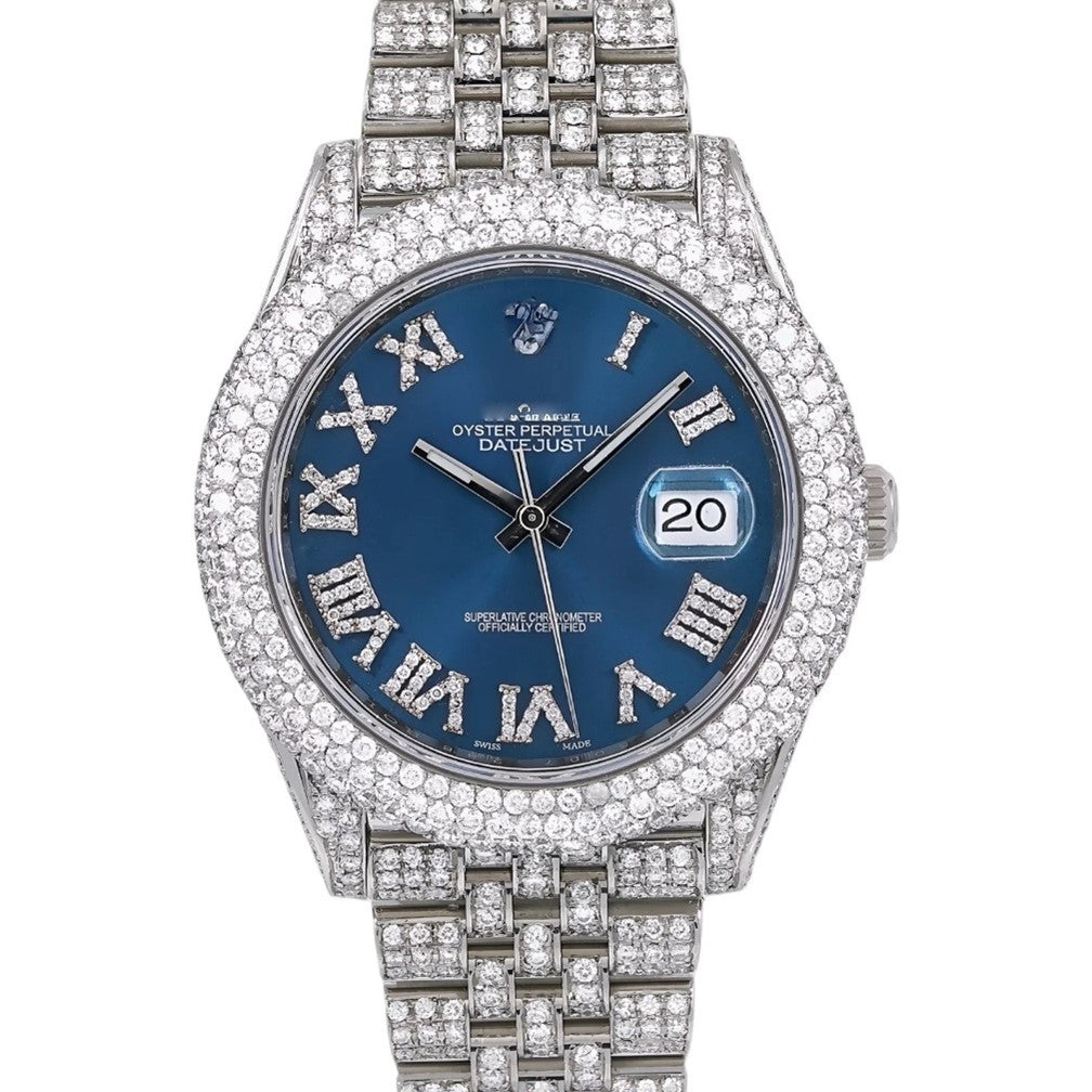 HI Rolex Datejust Roman Numeral Moissanite Watch
