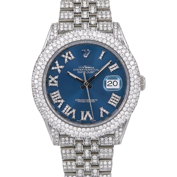HI Rolex Datejust Roman Numeral Moissanite Watch
