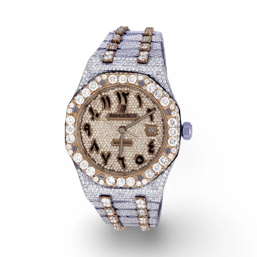 HI Two Tone Yellow Gold Moissanite Diamond Watch