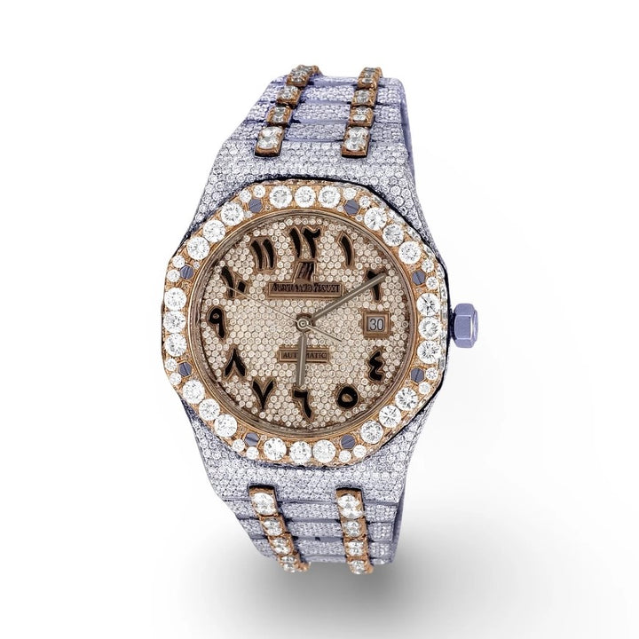 HI Two Tone Yellow Gold Moissanite Diamond Watch
