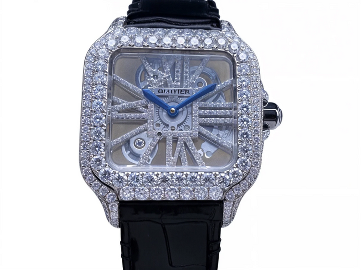 HI Cartier Skeleton Moissanite Watch