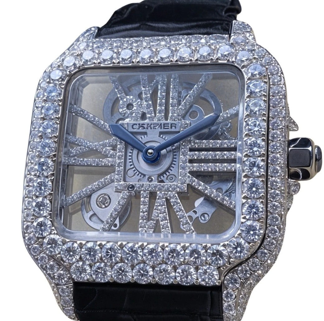 HI Cartier Skeleton Moissanite Watch