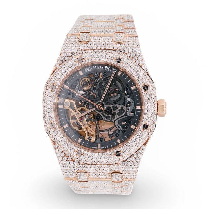 HI Skeleton Rose Gold Moissanite Watch 41mm