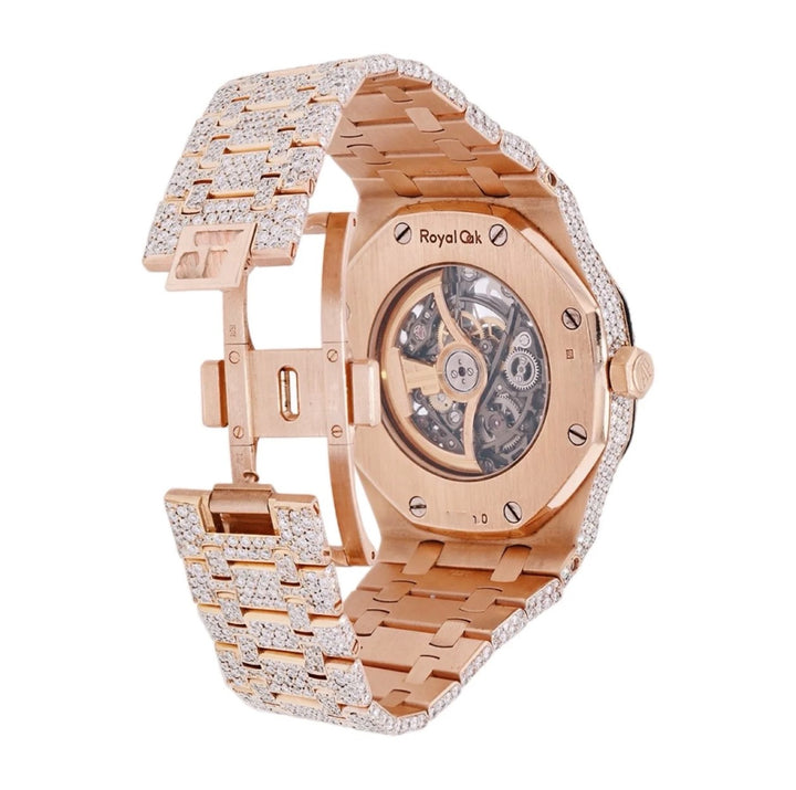 HI Skeleton Rose Gold Moissanite Watch 41mm