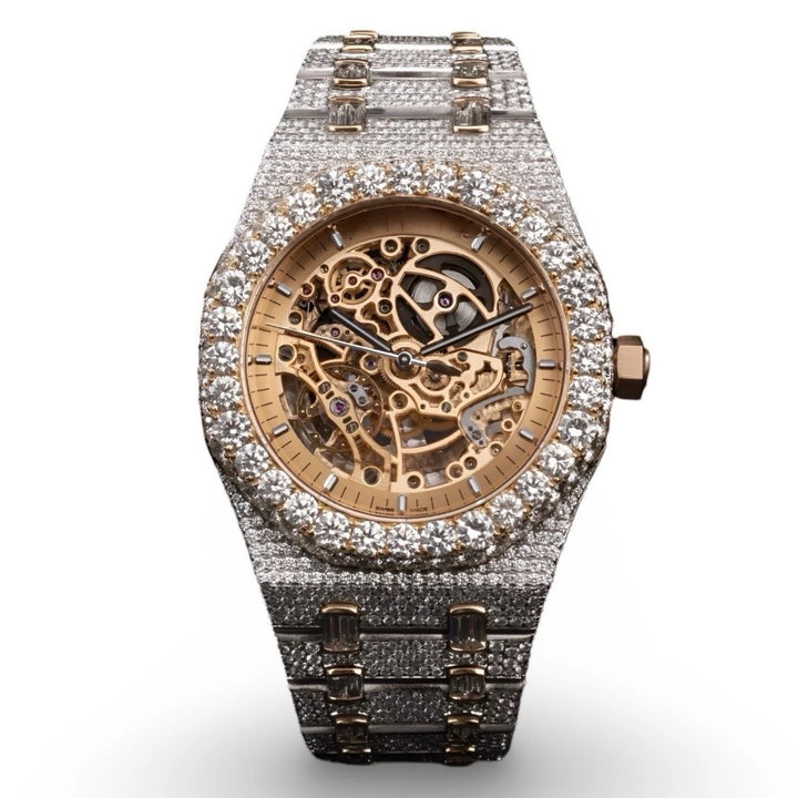HI Skeleton Two Tone Moissanite Watch
