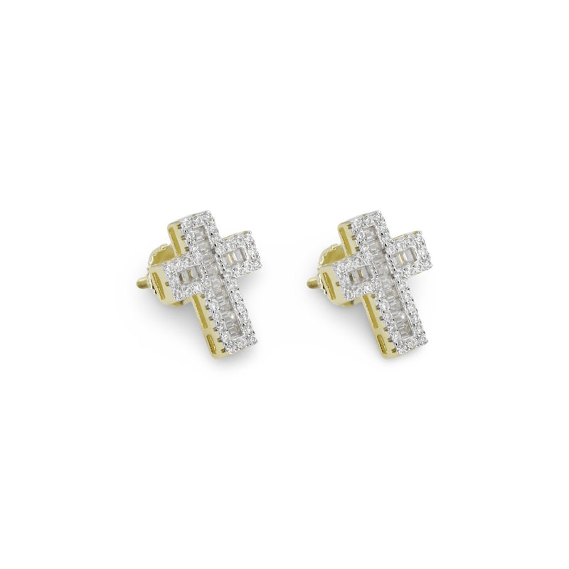 Cross Earrings Baguette Moissanite
