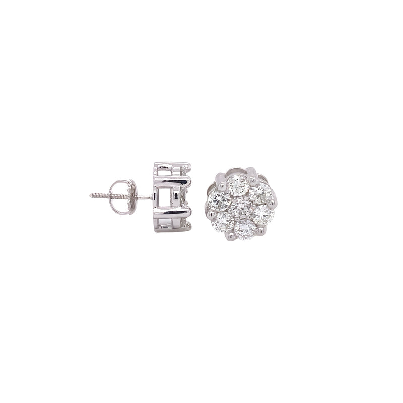 2.00 Carats Flower Earrings 10K Gold